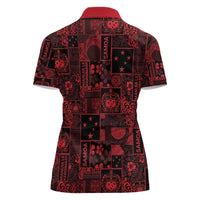 Dark Samoa Manuia Le Kerisimasi Women Polo Shirt Pacific Patchwork Xmas Vibes - Polynesian Pride