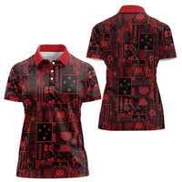 Dark Samoa Manuia Le Kerisimasi Women Polo Shirt Pacific Patchwork Xmas Vibes LT9 - Polynesian Pride