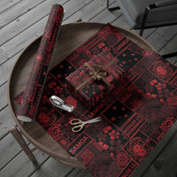 Dark Samoa Manuia Le Kerisimasi Wrapping Paper Pacific Patchwork Xmas Vibes LT9 - Polynesian Pride
