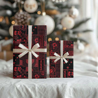 Dark Samoa Manuia Le Kerisimasi Wrapping Paper Pacific Patchwork Xmas Vibes LT9 - Polynesian Pride