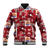 Tahiti Oaoa I Teie Noera Baseball Jacket Pacific Patchwork Xmas Vibes - Polynesian Pride