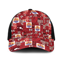 Tahiti Oaoa I Teie Noera Baseball Net Cap Pacific Patchwork Xmas Vibes LT9 One Size Black Red - Polynesian Pride