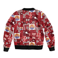 Tahiti Oaoa I Teie Noera Bomber Jacket Pacific Patchwork Xmas Vibes - Polynesian Pride