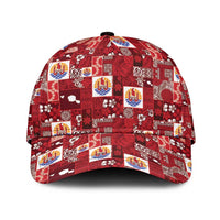 Tahiti Oaoa I Teie Noera Classic Cap Pacific Patchwork Xmas Vibes LT9 Universal Fit Red - Polynesian Pride