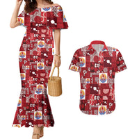 Tahiti Oaoa I Teie Noera Couples Matching Mermaid Dress and Hawaiian Shirt Pacific Patchwork Xmas Vibes - Polynesian Pride