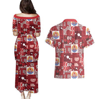 Tahiti Oaoa I Teie Noera Couples Matching Puletasi and Hawaiian Shirt Pacific Patchwork Xmas Vibes LT9 - Polynesian Pride