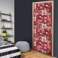 Tahiti Oaoa I Teie Noera Door Cover Pacific Patchwork Xmas Vibes - Polynesian Pride