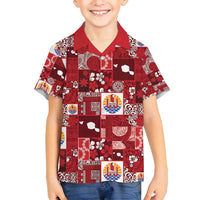 Tahiti Oaoa I Teie Noera Family Matching Off Shoulder Short Dress and Hawaiian Shirt Pacific Patchwork Xmas Vibes - Polynesian Pride