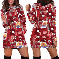 Tahiti Oaoa I Teie Noera Hoodie Dress Pacific Patchwork Xmas Vibes - Polynesian Pride