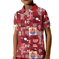 Tahiti Oaoa I Teie Noera Kid Polo Shirt Pacific Patchwork Xmas Vibes LT9 Kid Red - Polynesian Pride