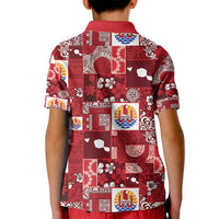 Tahiti Oaoa I Teie Noera Kid Polo Shirt Pacific Patchwork Xmas Vibes LT9 - Polynesian Pride