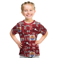 Tahiti Oaoa I Teie Noera Kid T Shirt Pacific Patchwork Xmas Vibes LT9 Red - Polynesian Pride