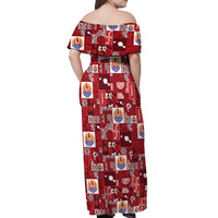 Tahiti Oaoa I Teie Noera Off Shoulder Maxi Dress Pacific Patchwork Xmas Vibes - Polynesian Pride