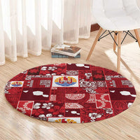 Tahiti Oaoa I Teie Noera Round Carpet Pacific Patchwork Xmas Vibes - Polynesian Pride