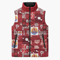 Tahiti Oaoa I Teie Noera Sleeveless Puffer Jacket Pacific Patchwork Xmas Vibes - Polynesian Pride