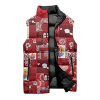 Tahiti Oaoa I Teie Noera Sleeveless Puffer Jacket Pacific Patchwork Xmas Vibes - Polynesian Pride