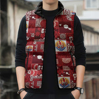 Tahiti Oaoa I Teie Noera Sleeveless Puffer Jacket Pacific Patchwork Xmas Vibes - Polynesian Pride