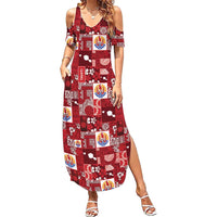 Tahiti Oaoa I Teie Noera Summer Maxi Dress Pacific Patchwork Xmas Vibes LT9 Women Red - Polynesian Pride