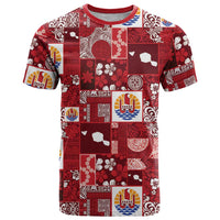 Tahiti Oaoa I Teie Noera T Shirt Pacific Patchwork Xmas Vibes LT9 Red - Polynesian Pride