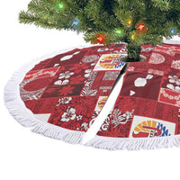 Tahiti Oaoa I Teie Noera Tree Skirt Pacific Patchwork Xmas Vibes - Polynesian Pride
