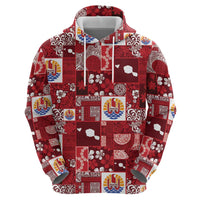 Tahiti Oaoa I Teie Noera Zip Hoodie Pacific Patchwork Xmas Vibes - Polynesian Pride
