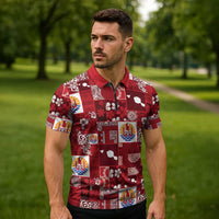 Tahiti Oaoa I Teie Noera Zipper Polo Shirt Pacific Patchwork Xmas Vibes LT9 - Polynesian Pride