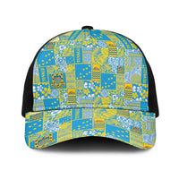 Tuvalu Manuia te Kilisimasi Baseball Net Cap Pacific Patchwork Xmas Vibes LT9 One Size Black Green - Polynesian Pride