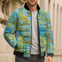 Tuvalu Manuia te Kilisimasi Bomber Puffer Jacket Pacific Patchwork Xmas Vibes - Polynesian Pride