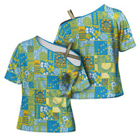Tuvalu Manuia te Kilisimasi Cross Shoulder Shirt Pacific Patchwork Xmas Vibes LT9 - Polynesian Pride