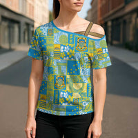 Tuvalu Manuia te Kilisimasi Cross Shoulder Shirt Pacific Patchwork Xmas Vibes LT9 - Polynesian Pride