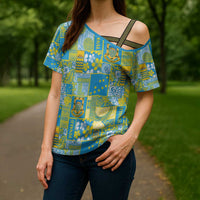 Tuvalu Manuia te Kilisimasi Cross Shoulder Shirt Pacific Patchwork Xmas Vibes LT9 - Polynesian Pride