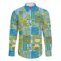 Tuvalu Manuia te Kilisimasi Family Matching Off The Shoulder Long Sleeve Dress and Hawaiian Shirt Pacific Patchwork Xmas Vibes - Polynesian Pride