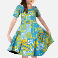 Tuvalu Manuia te Kilisimasi Family Matching Short Sleeve Bodycon Dress and Hawaiian Shirt Pacific Patchwork Xmas Vibes - Polynesian Pride