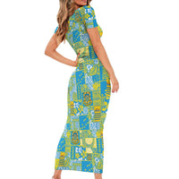 Tuvalu Manuia te Kilisimasi Family Matching Short Sleeve Bodycon Dress and Hawaiian Shirt Pacific Patchwork Xmas Vibes - Polynesian Pride