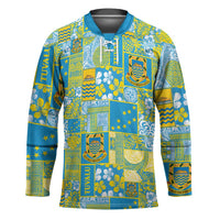 Tuvalu Manuia te Kilisimasi Hockey Jersey Pacific Patchwork Xmas Vibes LT9 Unisex Green - Polynesian Pride