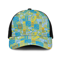 Tuvalu Manuia te Kilisimasi Mesh Trucker Cap Pacific Patchwork Xmas Vibes LT9 One Size Black Green - Polynesian Pride