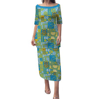 Tuvalu Manuia te Kilisimasi Puletasi Pacific Patchwork Xmas Vibes LT9 Long Dress Green - Polynesian Pride