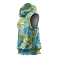 Tuvalu Manuia te Kilisimasi Sleeveless Hoodie Pacific Patchwork Xmas Vibes - Polynesian Pride
