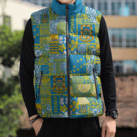 Tuvalu Manuia te Kilisimasi Sleeveless Puffer Jacket Pacific Patchwork Xmas Vibes - Polynesian Pride