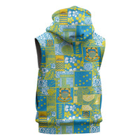 Tuvalu Manuia te Kilisimasi Sleeveless Zip Hoodie Pacific Patchwork Xmas Vibes LT9 - Polynesian Pride
