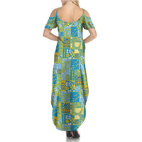 Tuvalu Manuia te Kilisimasi Summer Maxi Dress Pacific Patchwork Xmas Vibes LT9 - Polynesian Pride
