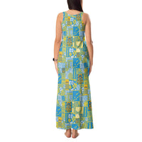 Tuvalu Manuia te Kilisimasi Tank Maxi Dress Pacific Patchwork Xmas Vibes - Polynesian Pride