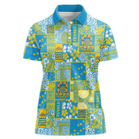 Tuvalu Manuia te Kilisimasi Women Polo Shirt Pacific Patchwork Xmas Vibes LT9 Female Green - Polynesian Pride