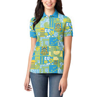 Tuvalu Manuia te Kilisimasi Women Polo Shirt Pacific Patchwork Xmas Vibes LT9 - Polynesian Pride