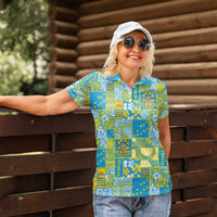 Tuvalu Manuia te Kilisimasi Women Polo Shirt Pacific Patchwork Xmas Vibes - Polynesian Pride