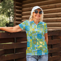 Tuvalu Manuia te Kilisimasi Women Polo Shirt Pacific Patchwork Xmas Vibes LT9 - Polynesian Pride