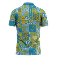 Tuvalu Manuia te Kilisimasi Zipper Polo Shirt Pacific Patchwork Xmas Vibes LT9 - Polynesian Pride