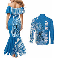 Yap Day 1 March Couples Matching Mermaid Dress and Long Sleeve Button Shirt Micronesia Yapese Warrior LT9 - Polynesian Pride