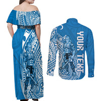 Yap Day 1 March Couples Matching Off Shoulder Maxi Dress and Long Sleeve Button Shirt Micronesia Yapese Warrior LT9 - Polynesian Pride