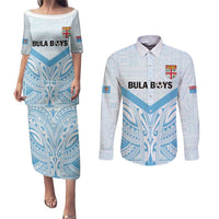 Fiji Football Custom Couples Matching Puletasi and Long Sleeve Button Shirt Bula Boys Go Champions